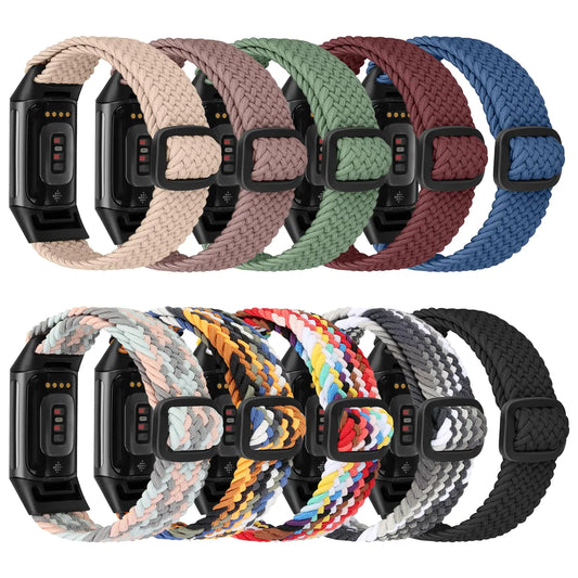 Fitbit Charge 10 Pack Braided Stretchy Adjustable Straps